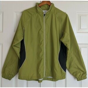 FootJoy FJ Women L Golf Rain Windbreaker Jacket Green Black Mock Neck Zipper